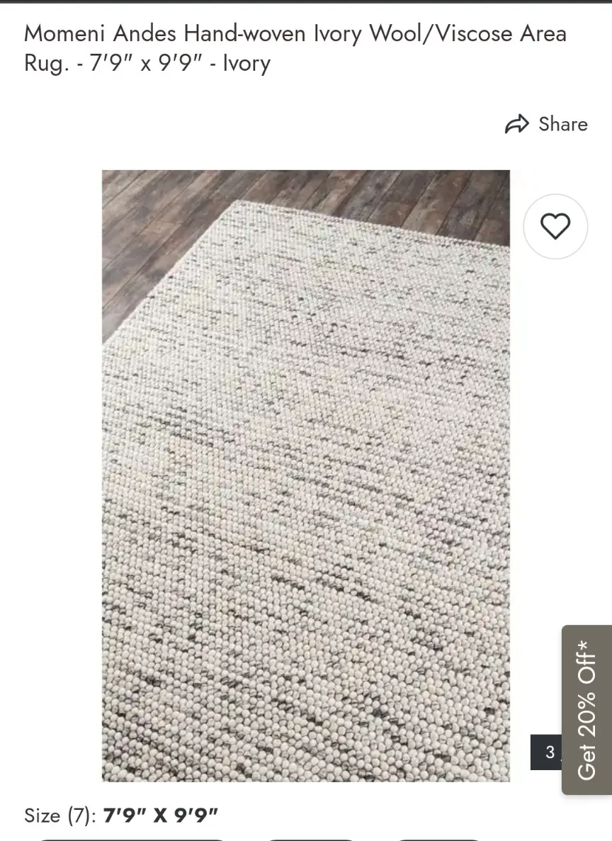 Momeni Andes Ivory Wool/Viscose Area Rug - 7'9" x 9'9" image indicator(8)