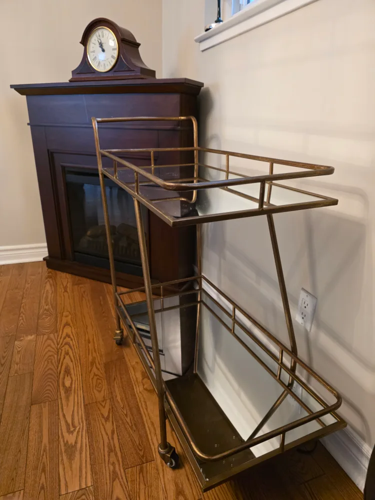 Rolling Bar Cart with Glass Shelves image indicator(2)