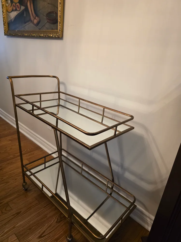 Rolling Bar Cart with Glass Shelves image indicator(3)