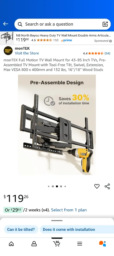 monTEK Full Motion TV Wall Mount 43-95 inch image indicator(3)