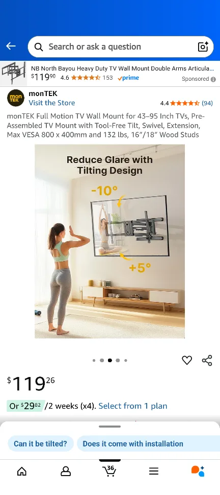 monTEK Full Motion TV Wall Mount 43-95 inch image indicator(6)