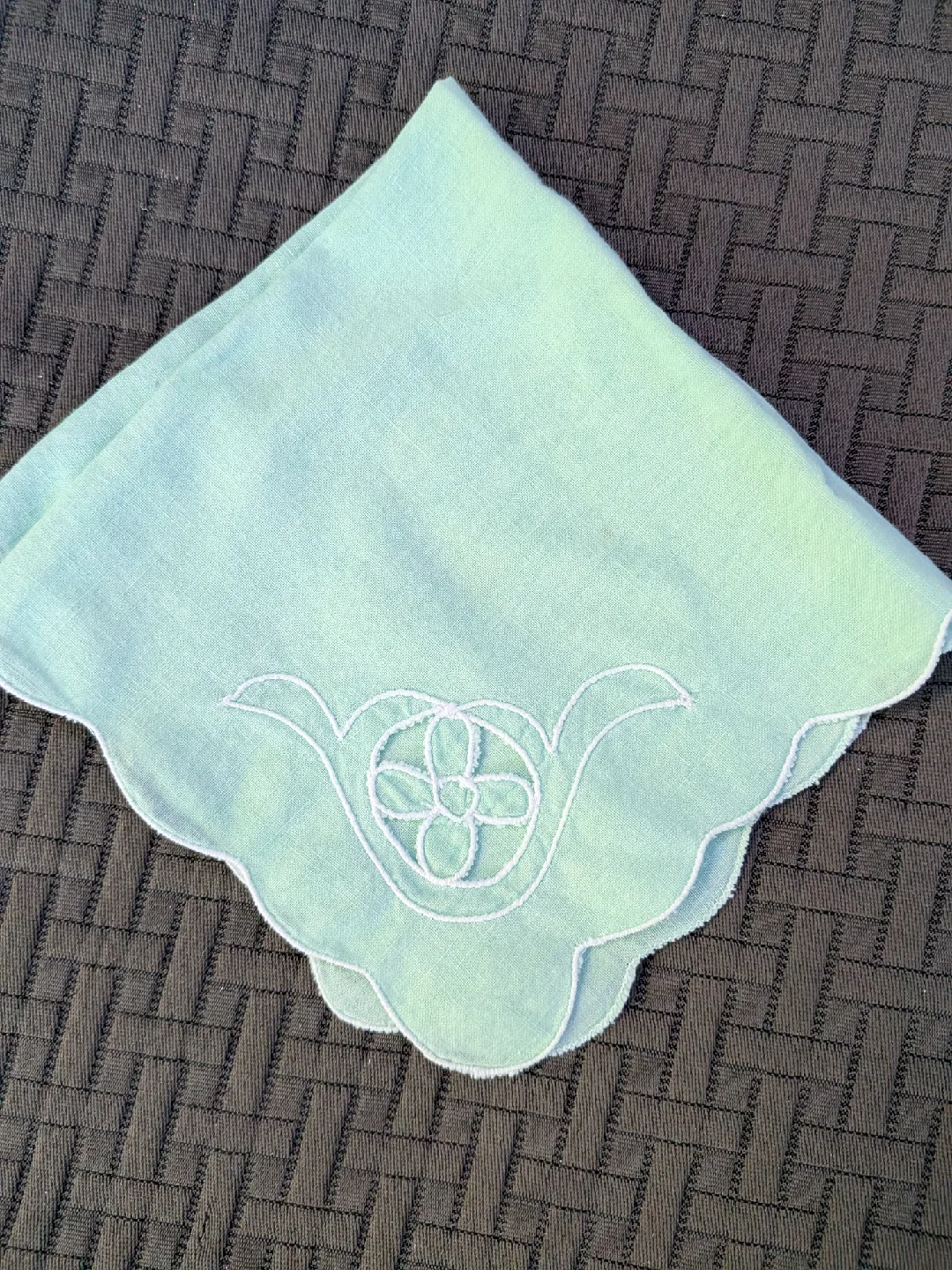 Vintage Light mint Embroidered Handkerchief thumbnail