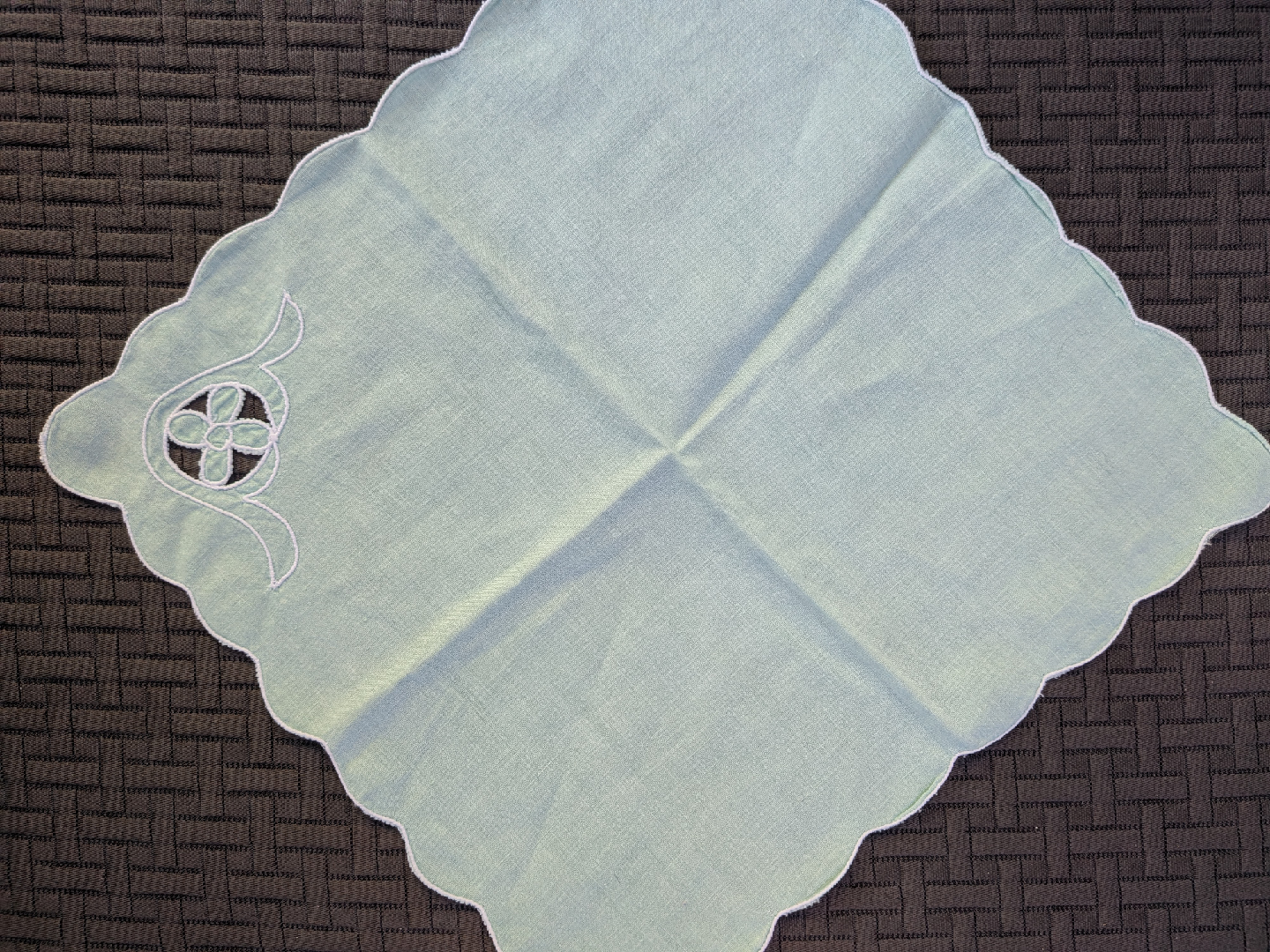 Vintage Light mint Embroidered Handkerchief - photo 2