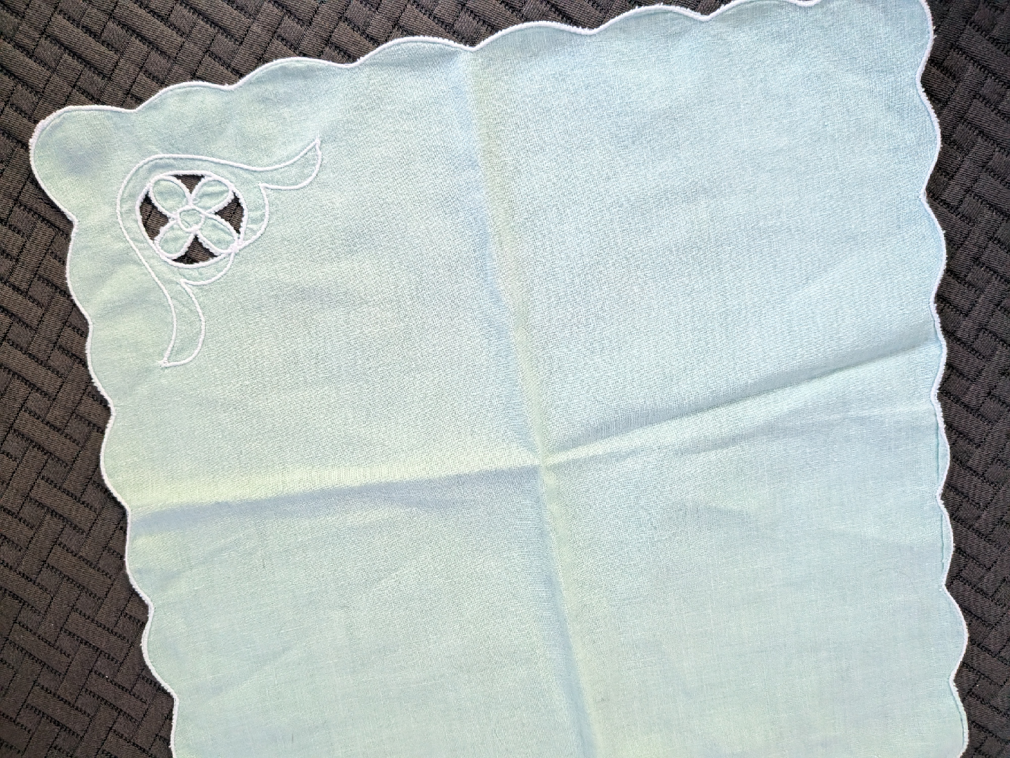 Vintage Light mint Embroidered Handkerchief - photo 3