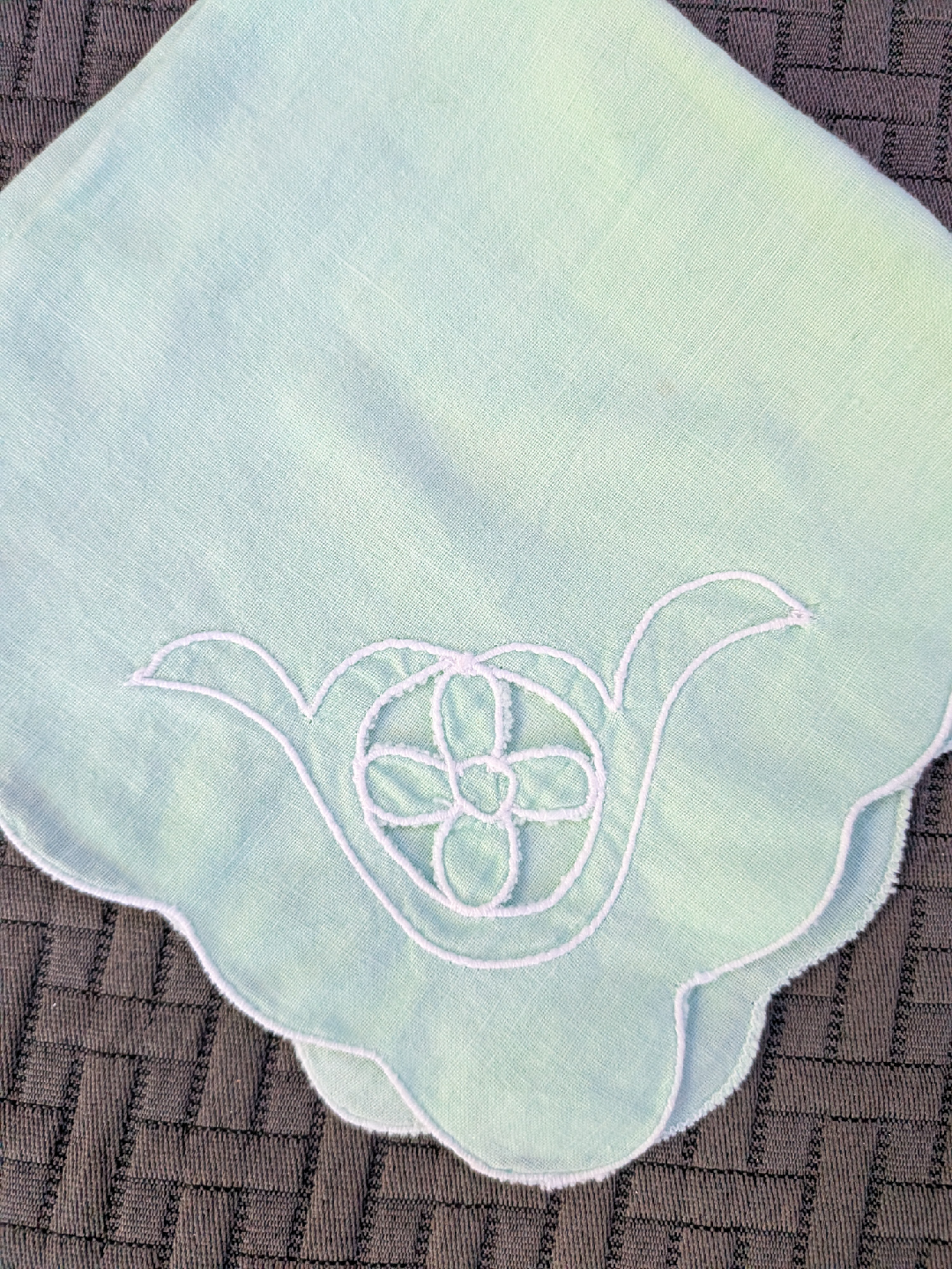 Vintage Light mint Embroidered Handkerchief - photo 5