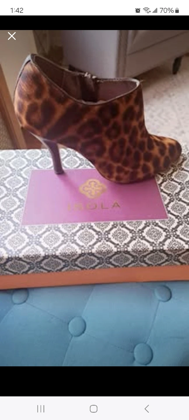 Isola Leopard Print Ankle Booties