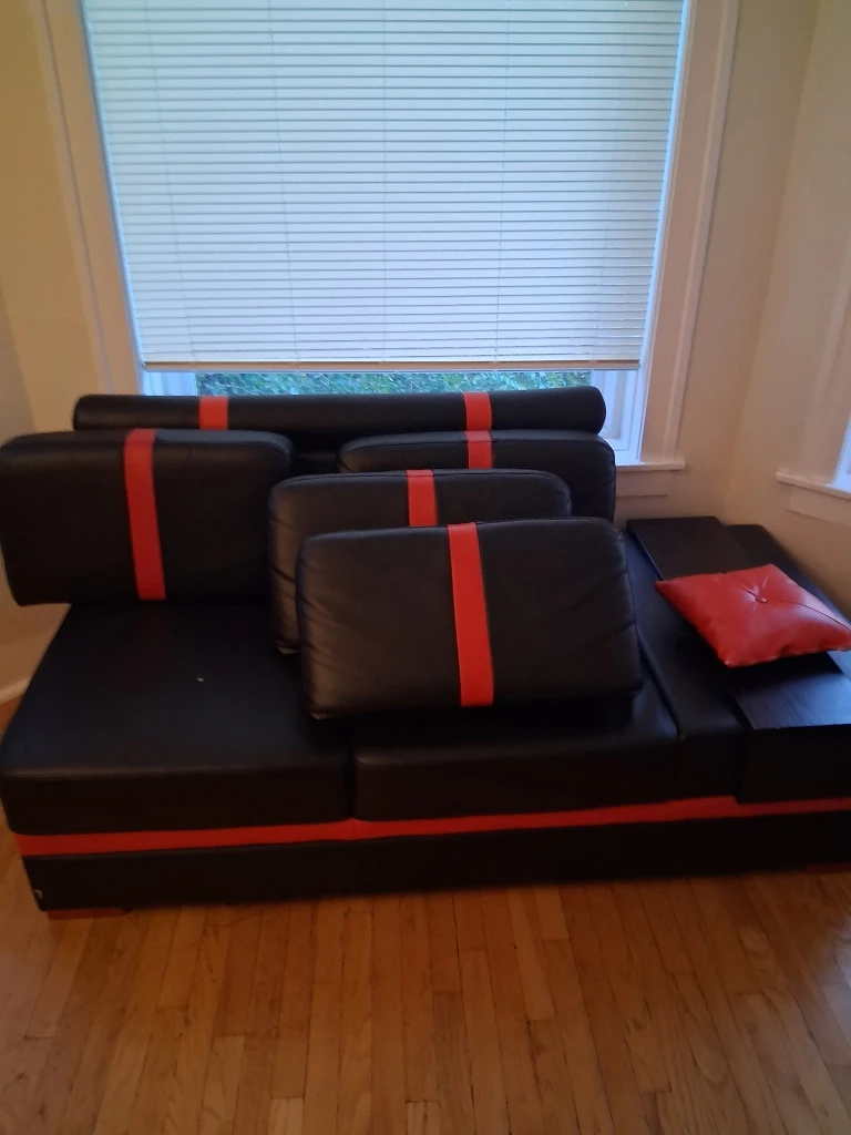 Red and Black Sectional Sofa - photo 3