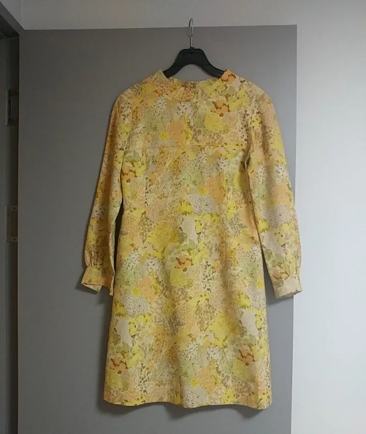 Vintage Floral Long Sleeve Dress - Yellow thumbnail