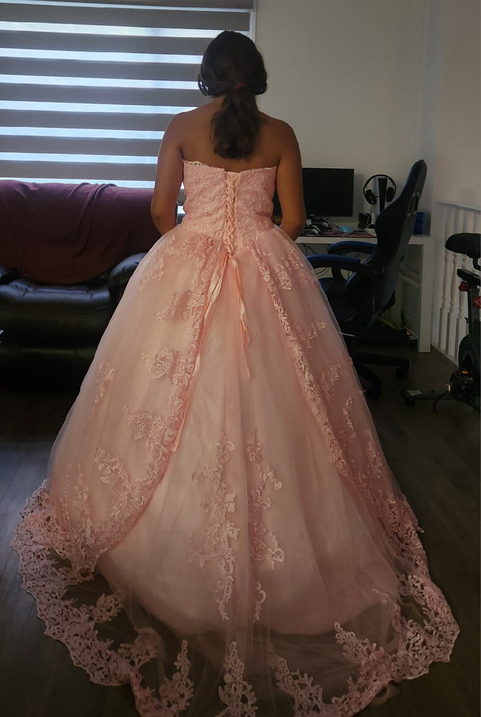 Pink Strapless Ball Gown - photo 2