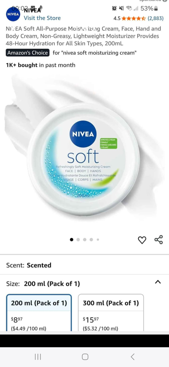 Nivea Refreshingly Soft Moisturizing Cream Sample