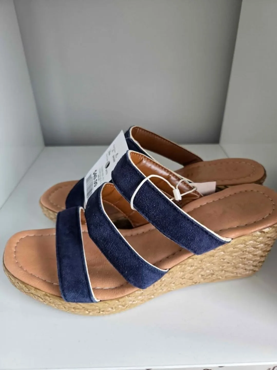 NEW! Italian Blue Wedge Sandals - Size 7.5 image indicator(4)