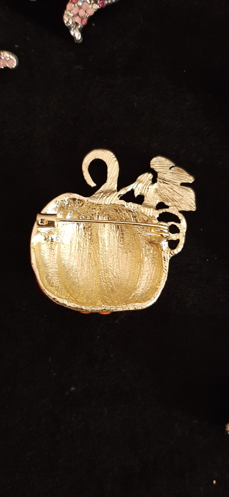 Pumpkin Rhinestone Brooch Pin - photo 2