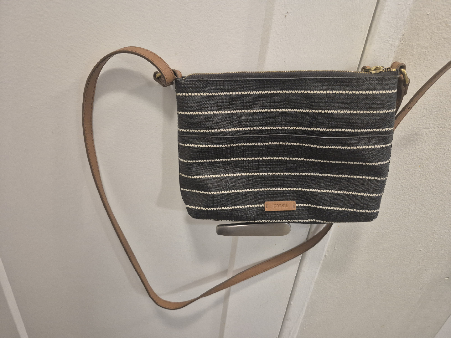 Fossil Black & White Striped Crossbody Bag - photo 2