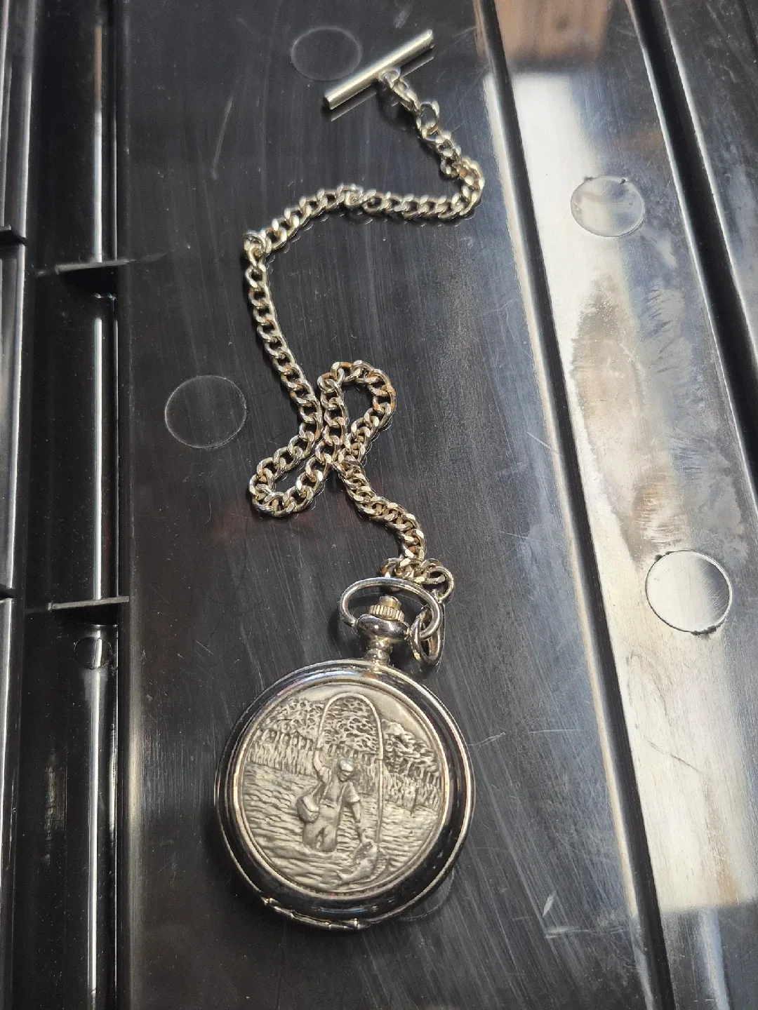 Vintage Silver Pocket Watch with Chain thumbnail