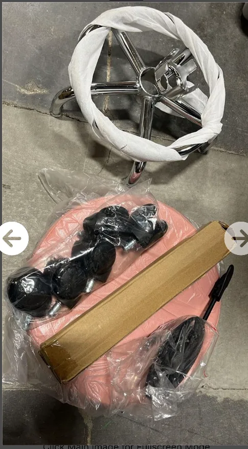 Pink Leather Round Rolling Stool image indicator(3)