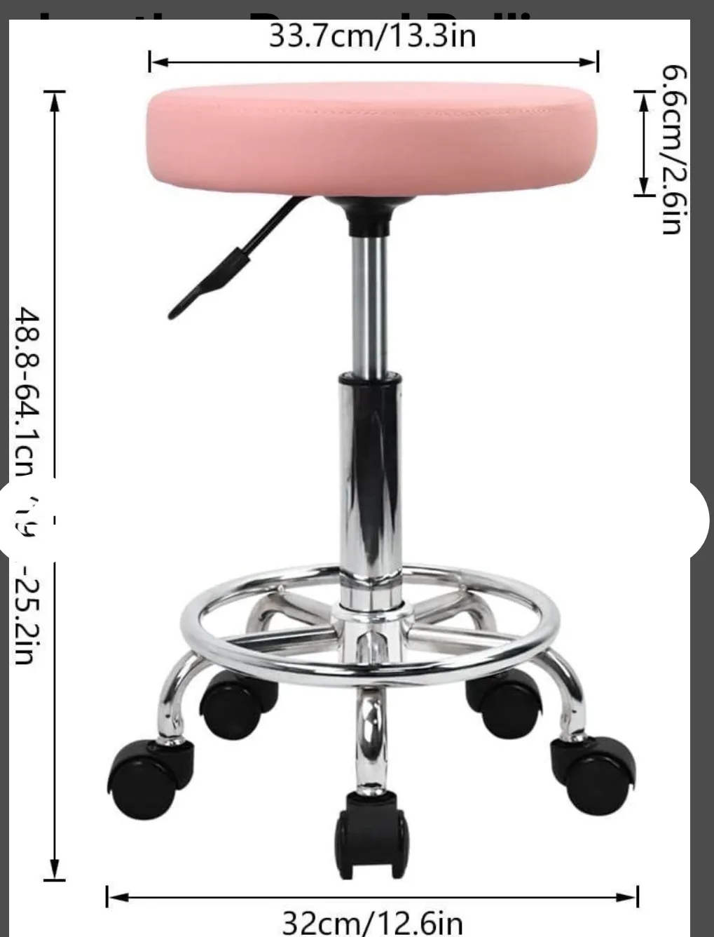 Pink Leather Round Rolling Stool image indicator(4)
