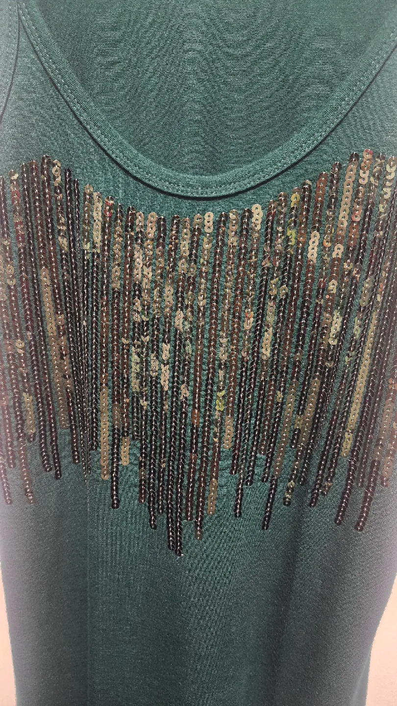 Sequined bottle Green Tank Top image indicator(2)