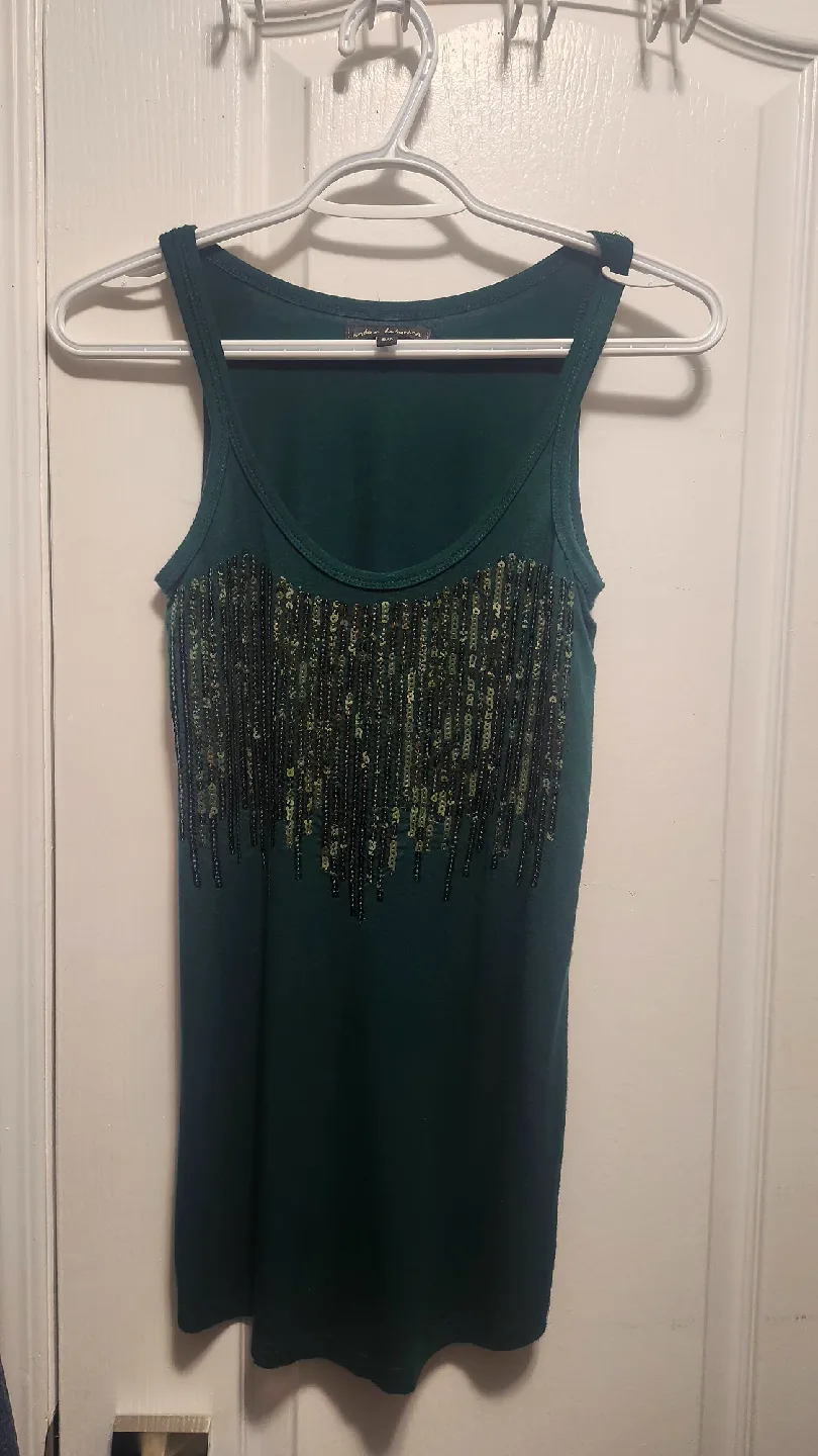 Sequined bottle Green Tank Top image indicator(3)