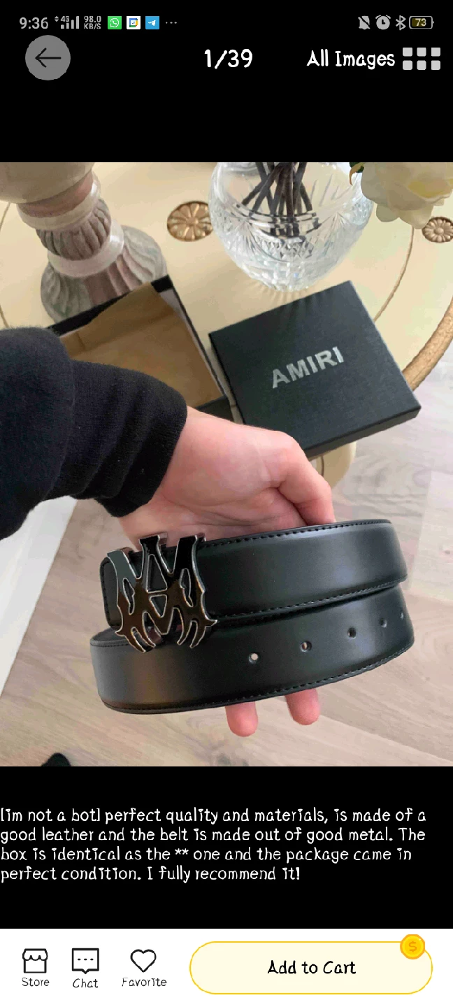 Amiri Black Leather Belt with Box