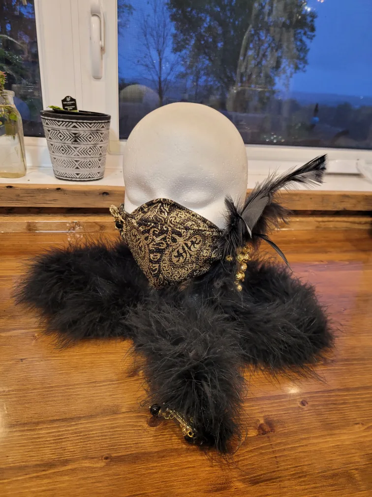 Decorative Face Mask with Feathers thumbnail