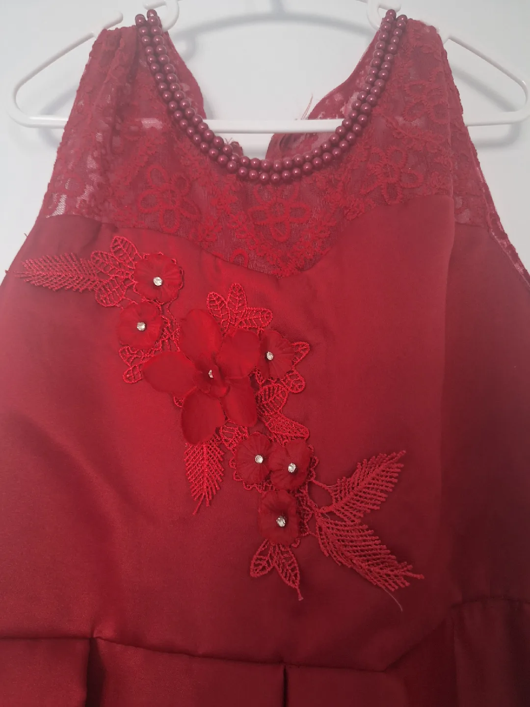 Burgundy Dress with Lace Detail image indicator(2)