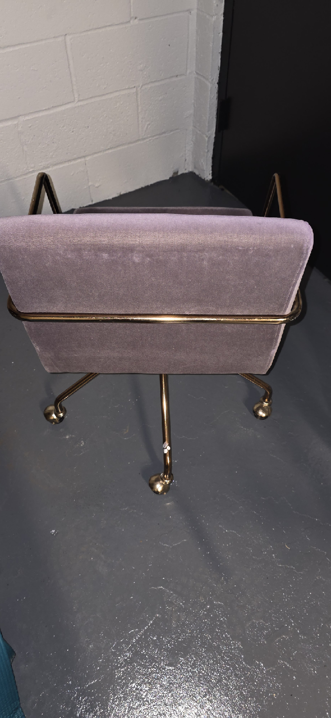 CB2 Gray Velvet Chair with Gold Metal Frame - photo 2