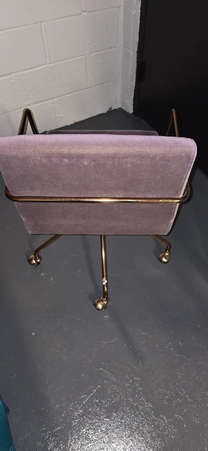 CB2 Gray Velvet Chair with Gold Metal Frame image indicator(2)