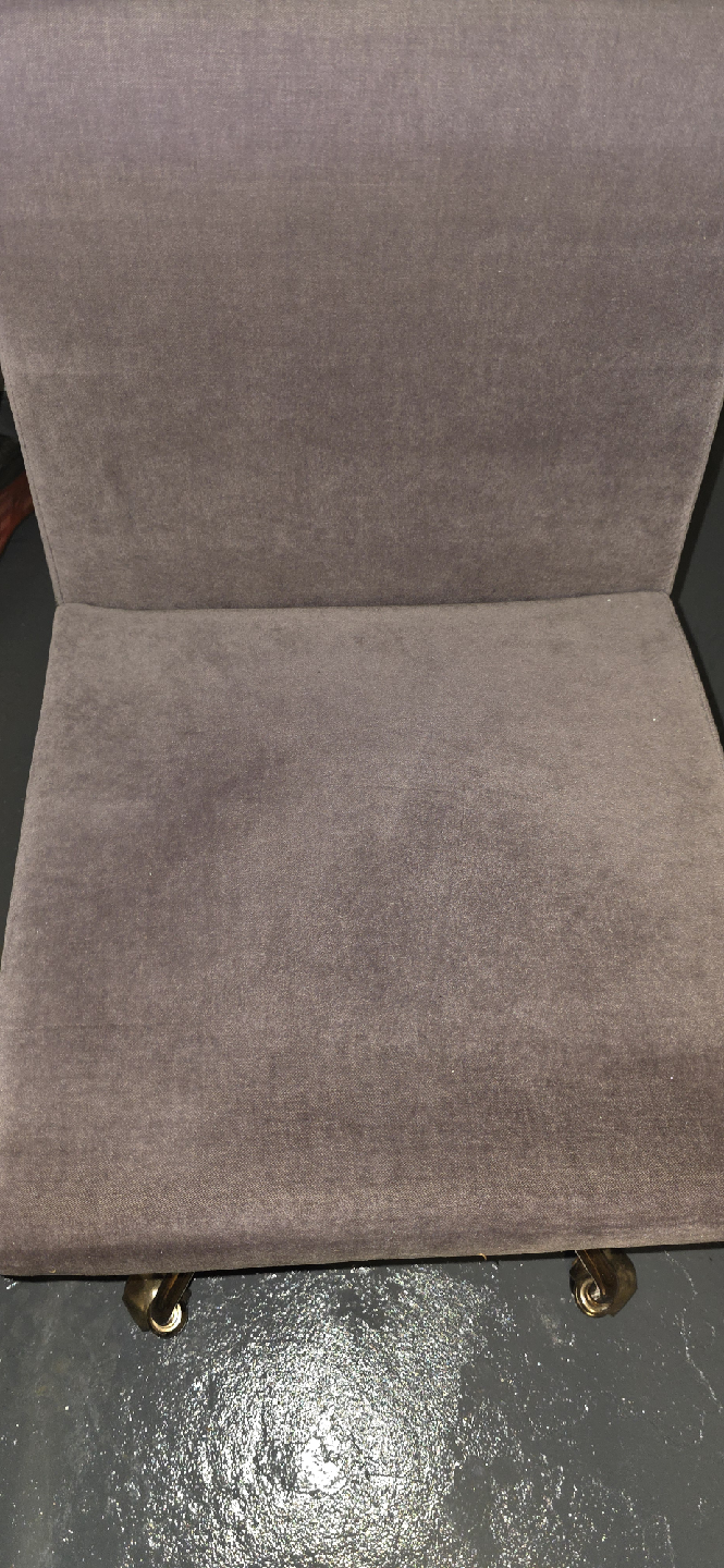 CB2 Gray Velvet Chair with Gold Metal Frame - photo 3