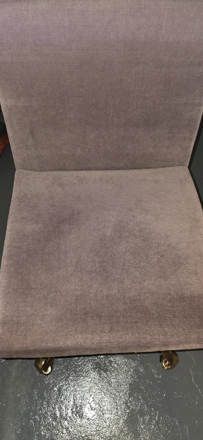 CB2 Gray Velvet Chair with Gold Metal Frame image indicator(3)