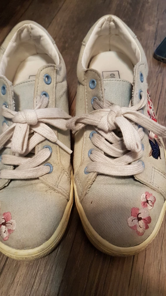 Olivia Bros. Floral Embroidered Sneakers - Size 4