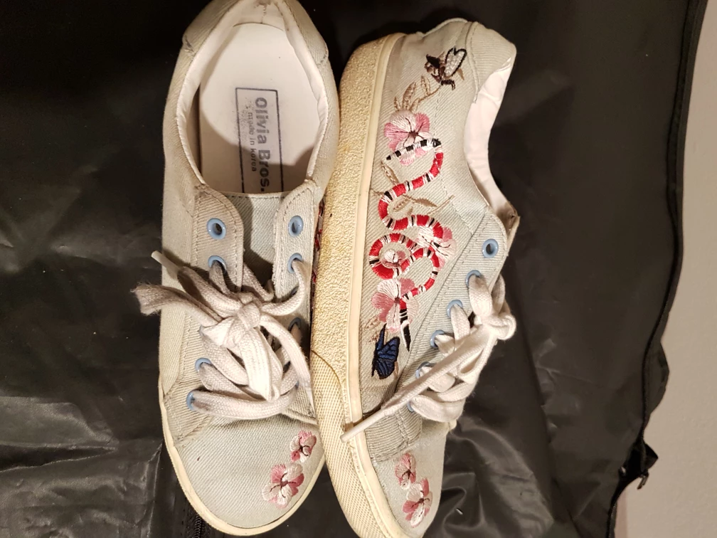 Olivia Bros. Floral Embroidered Sneakers - Size 4 - photo 2