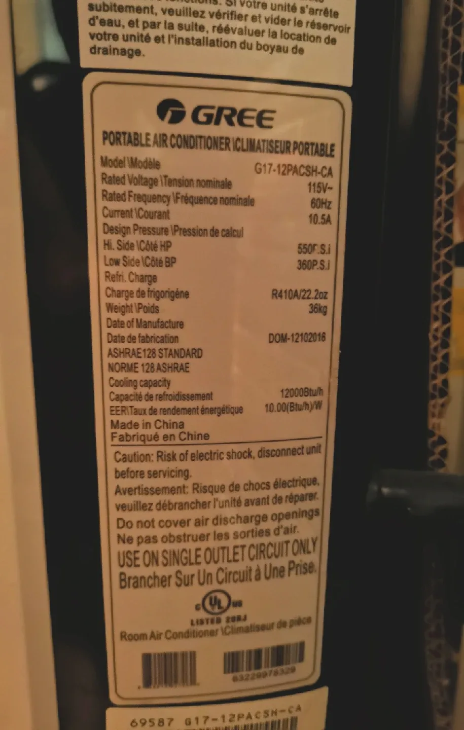 Gree 12 000 btu Portable AC unit image indicator(3)