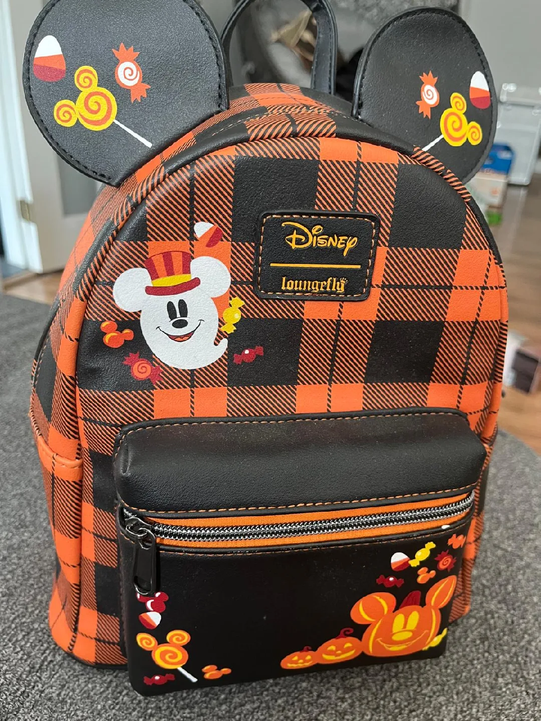 Disney Loungefly Halloween Plaid Mini Backpack