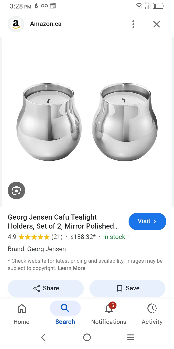 Georg Jensen Cafu Tealight Holders, Set of 2 thumbnail