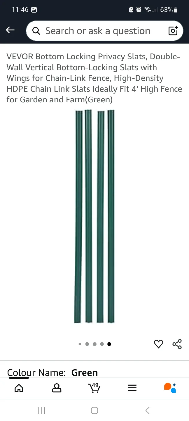 VEVOR Green Bottom Locking Privacy Slats for 4' Fence image indicator(4)