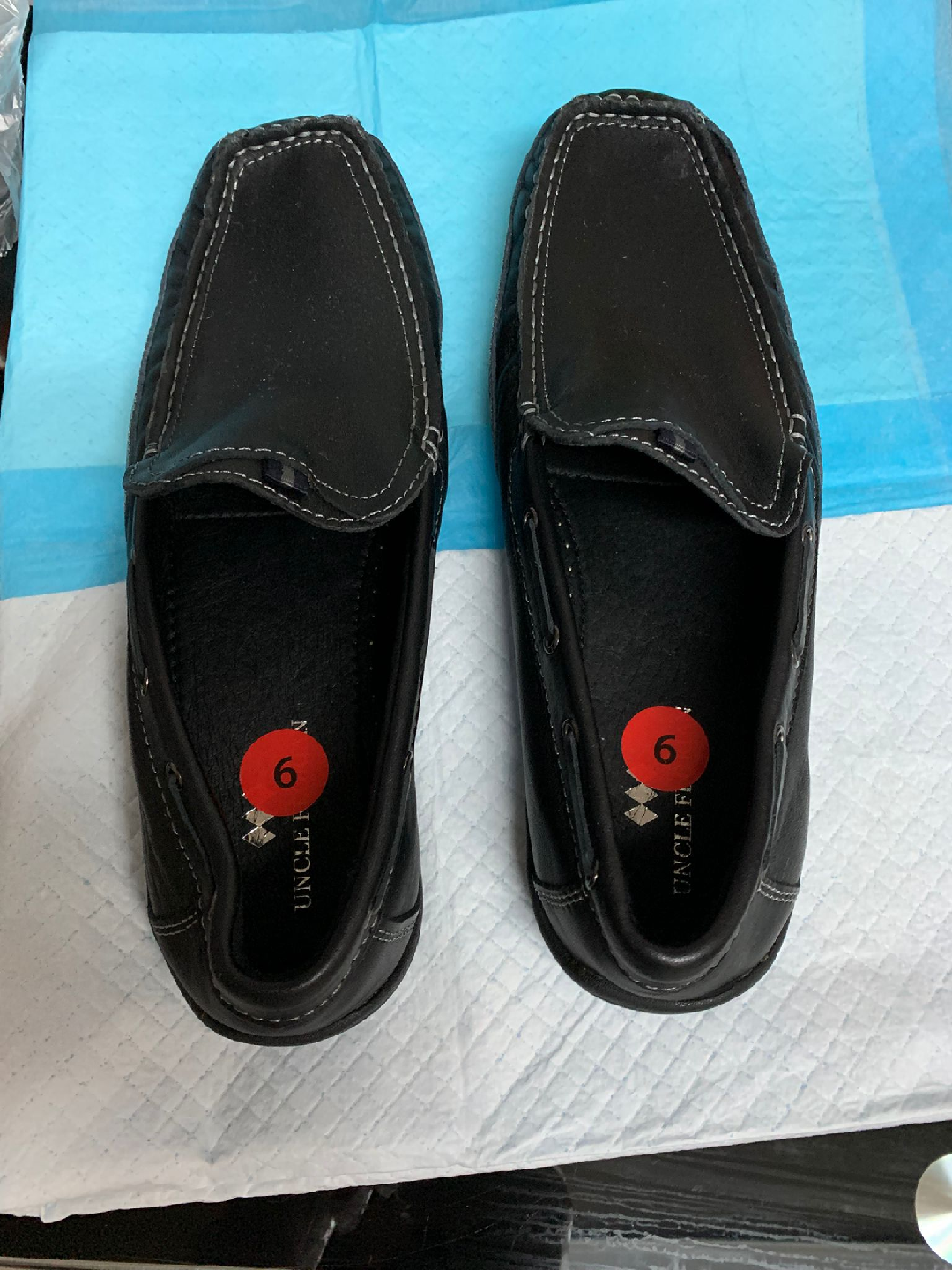 Uncle F Black Leather Loafers Size 9 - photo 3