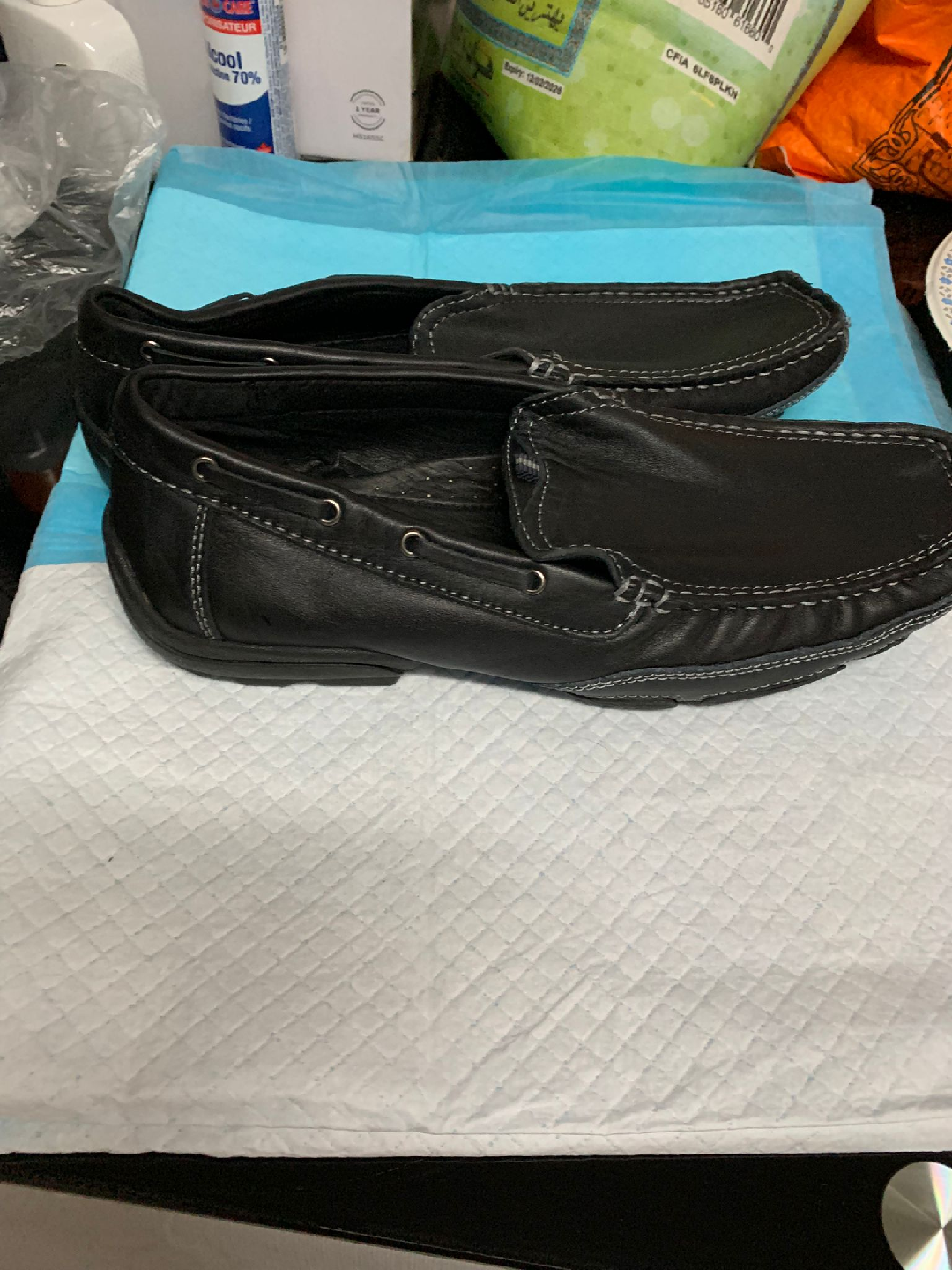 Uncle F Black Leather Loafers Size 9 - photo 4