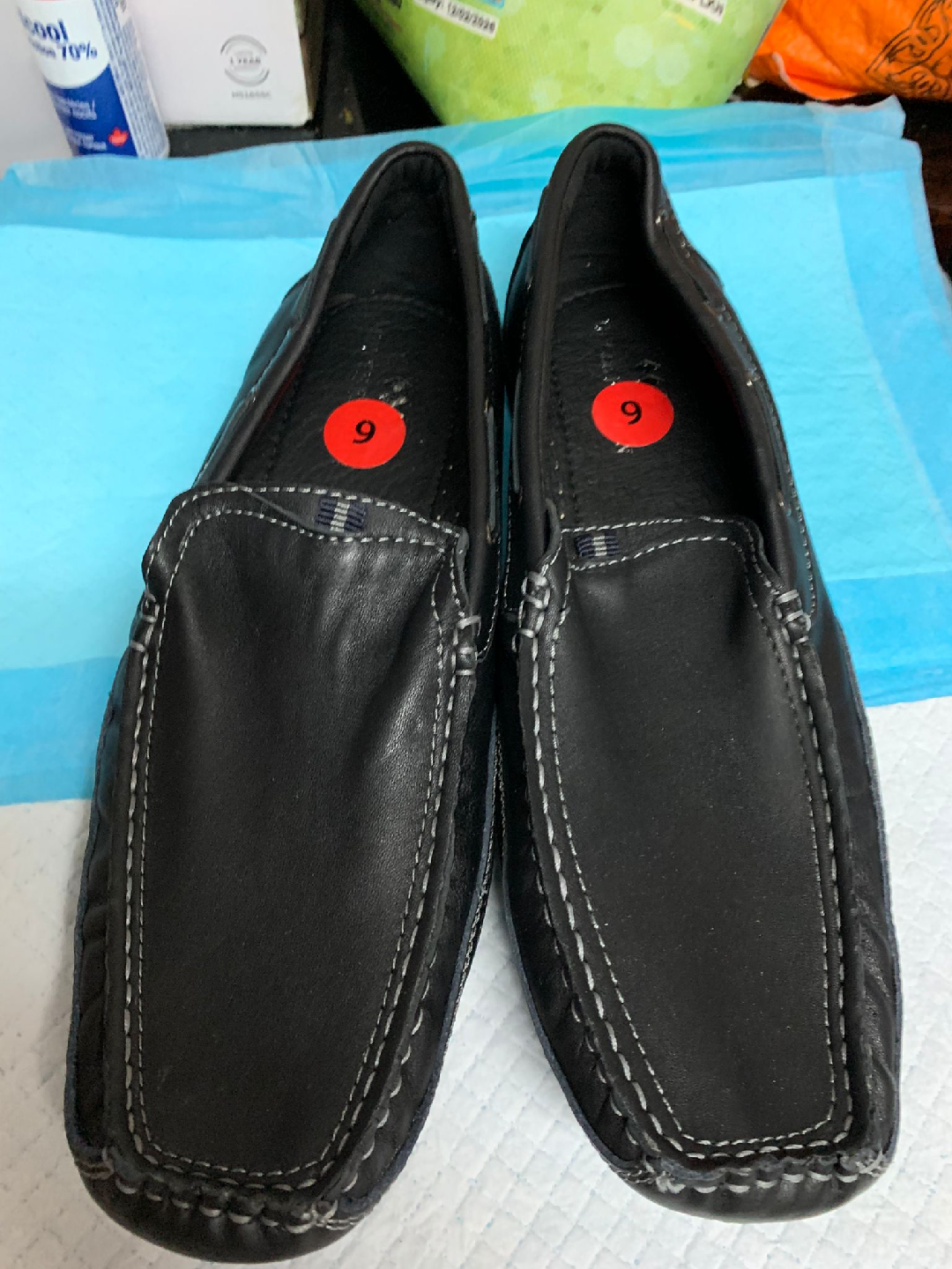 Uncle F Black Leather Loafers Size 9 - photo 5