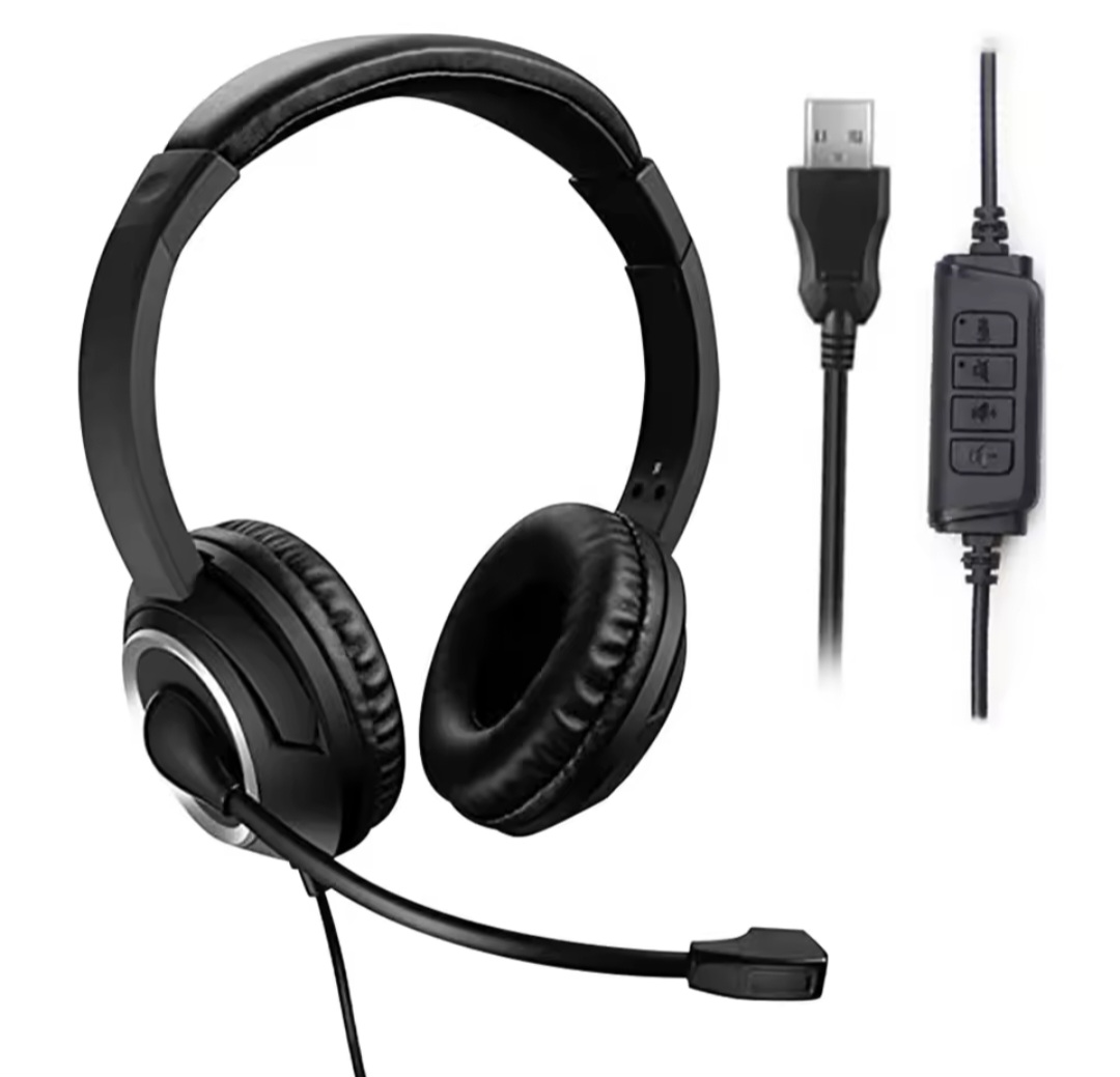 Black USB Computer Headset with Microphone