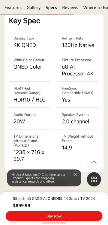LG 55" QNED85 4K Smart TV with glass stand image indicator(2)
