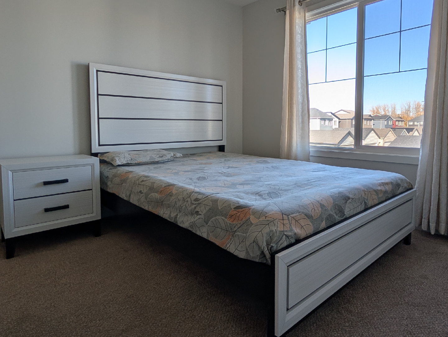White Bed Frame with Headboard & Nightstand - photo 3