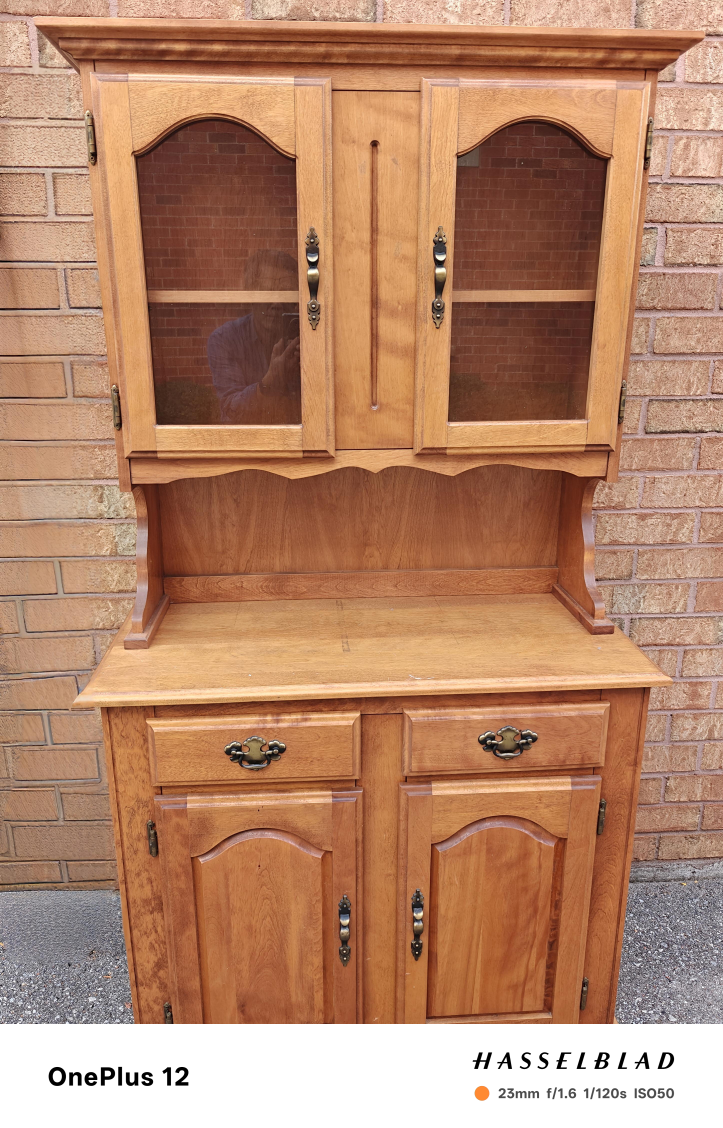Wooden Hutch with Glass Doors