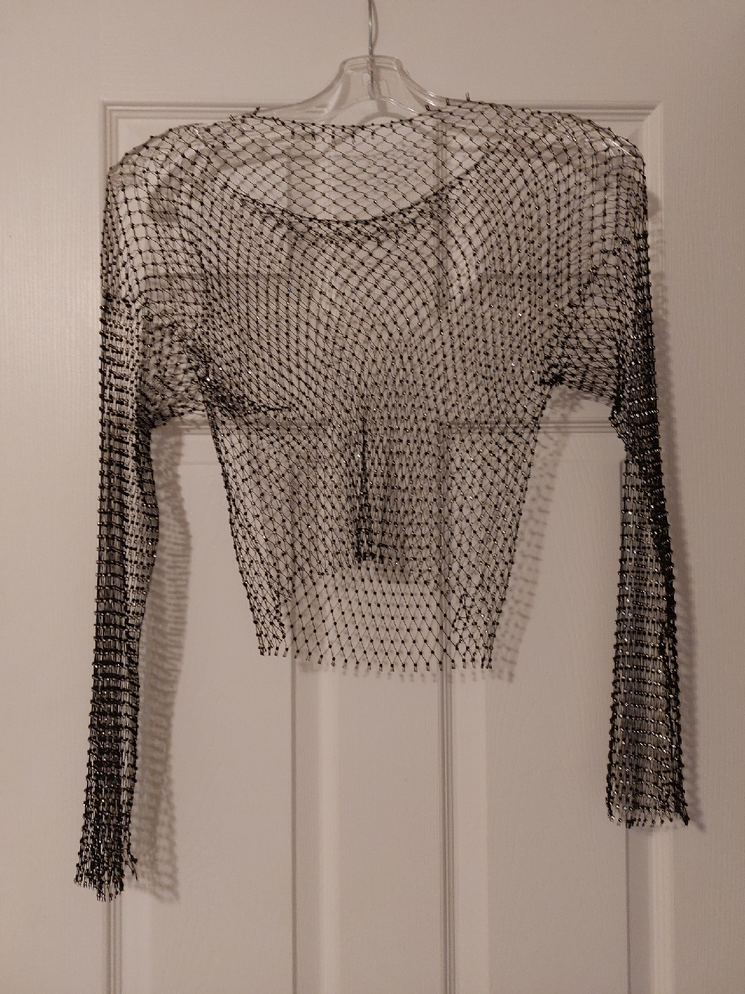 Black Mesh Long Sleeve Top