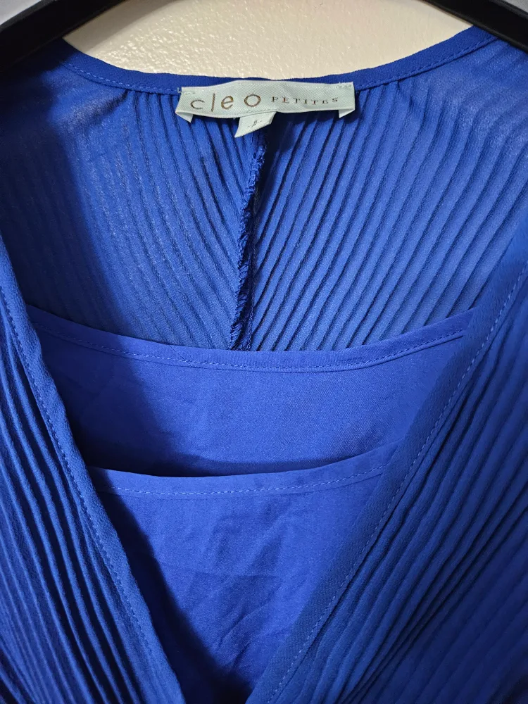 Cleo Petites Blue Pleated Dress Size S image indicator(2)