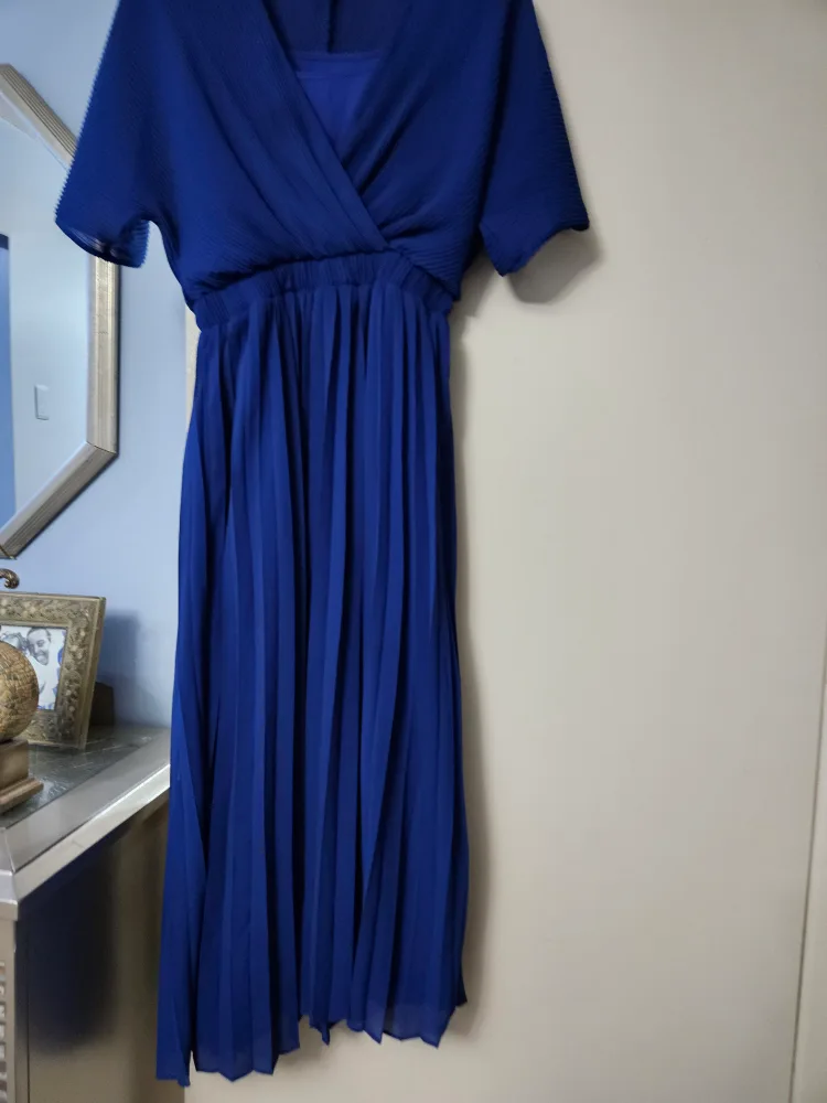 Cleo Petites Blue Pleated Dress Size S image indicator(4)