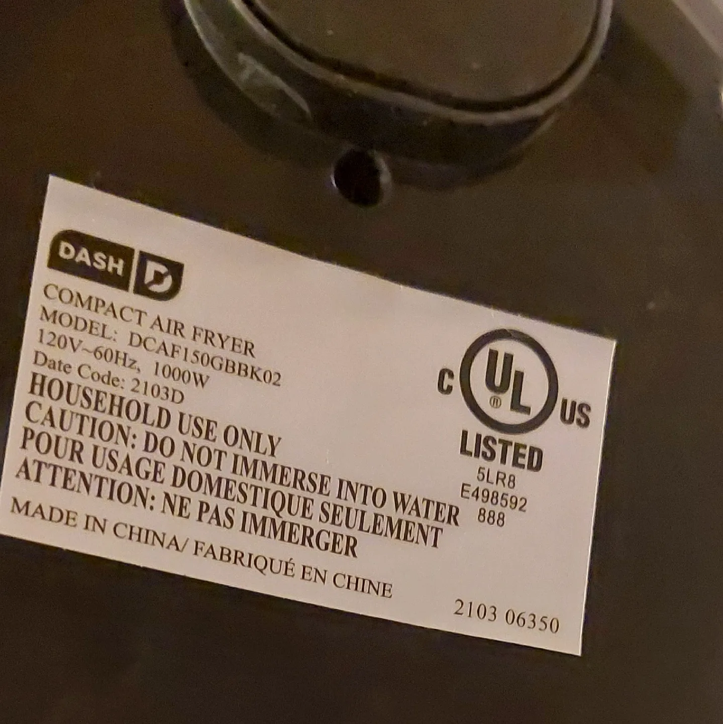 Dash Compact Air Fryer - Black thumbnail