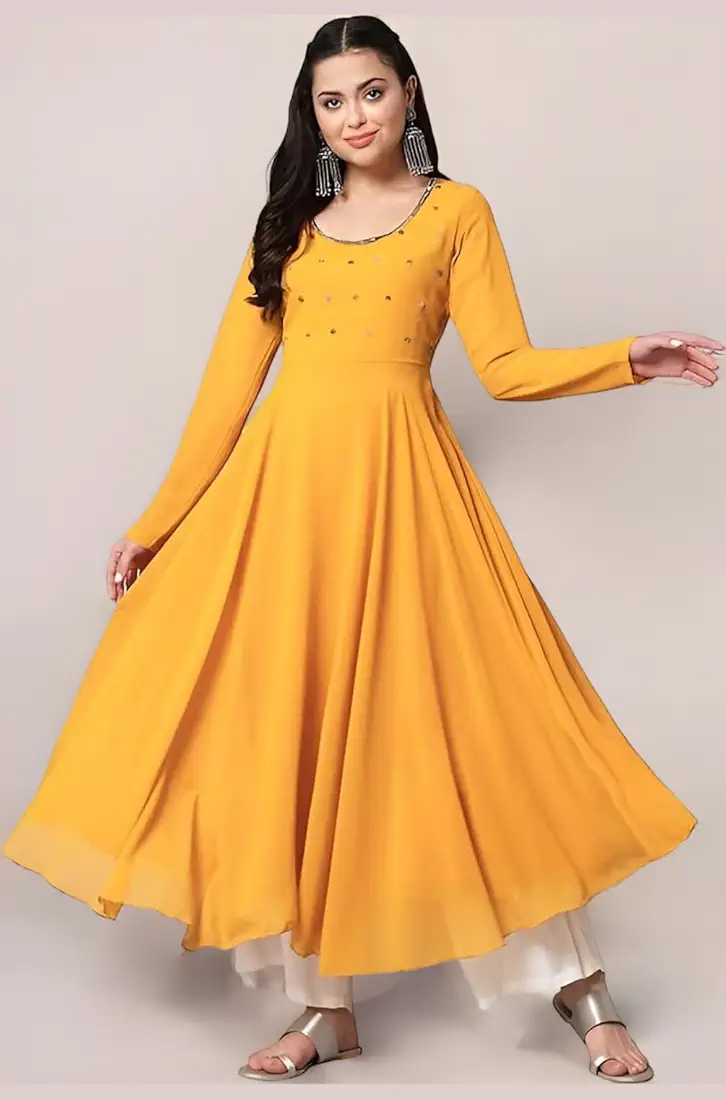 Yellow Anarkali Dress - Size S