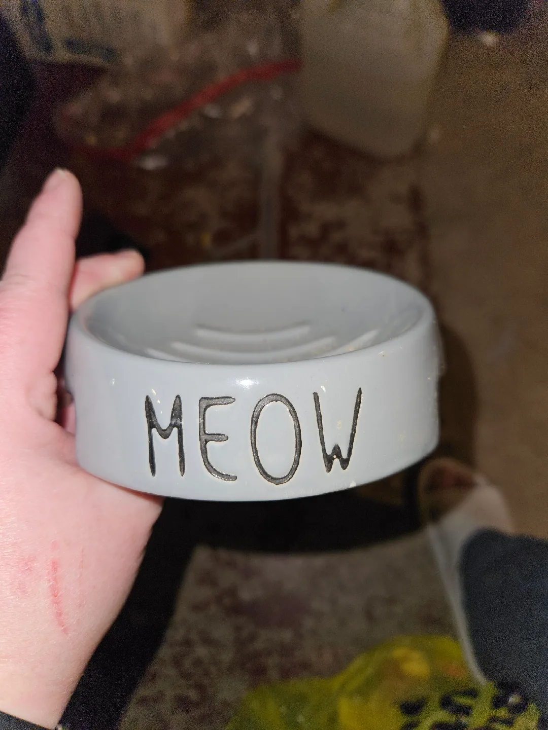 Grey 'MEOW' Cat Bowl image indicator(3)