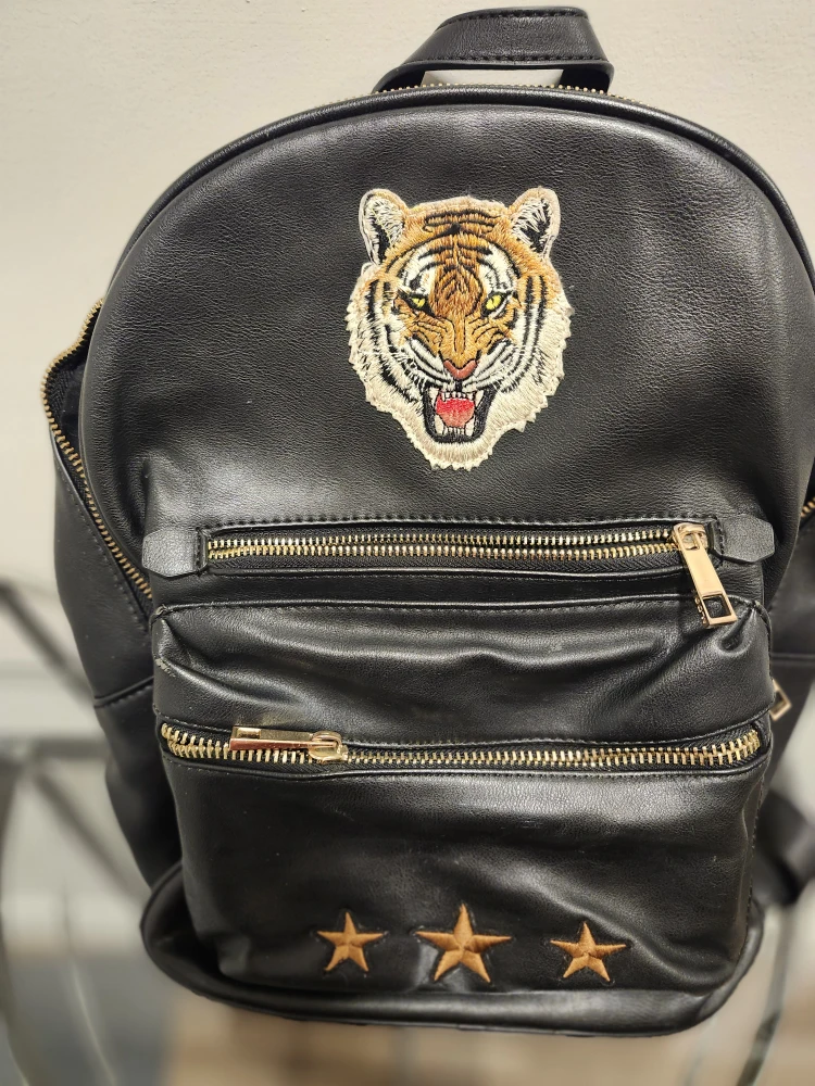 Aldo Black Backpack with Tiger and Star Design