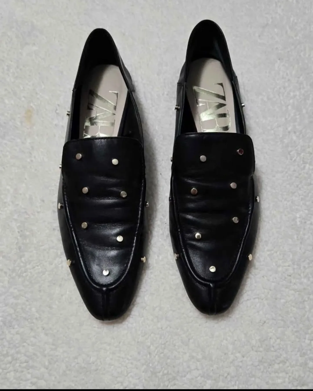Zara Black Studded Loafers - Size 8 image indicator(2)